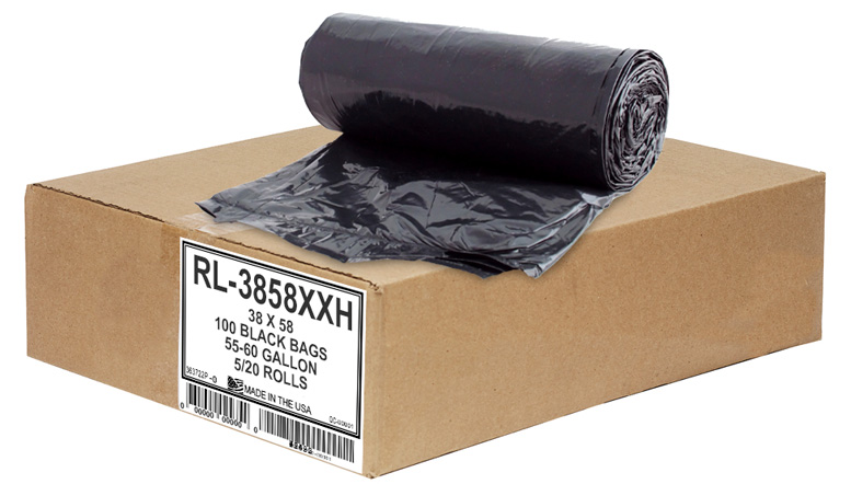 Aluf Plastics RCM-3858X Coex + Microban Low Density Blend Star Seal Bag on Coreless Roll, 55-60 Gallon Capacity, 58